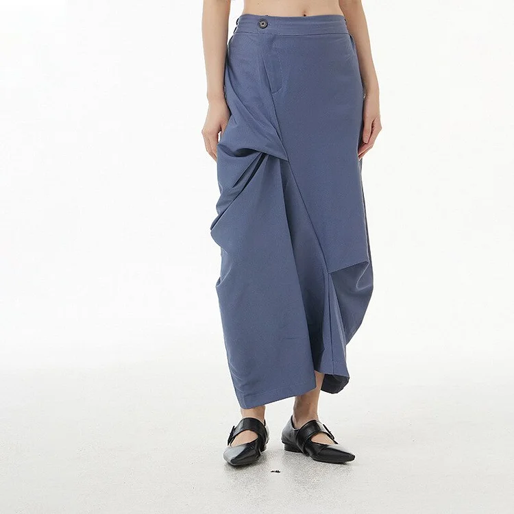 Casual Solid Color Irregular Folds Harem Pants  