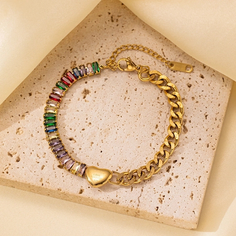 Casual Minimalist Eye Flower Butterfly Titanium Steel Zircon Bracelets In Bulk