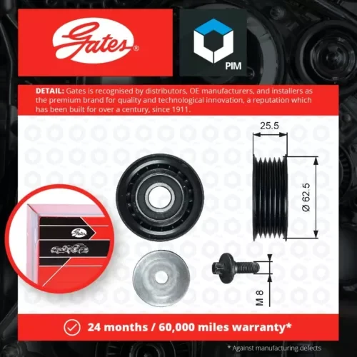 Aux Belt Idler Pulley fits JEEP CHEROKEE KL 2.0D 2.2D 2014 on Guide Deflection Parts