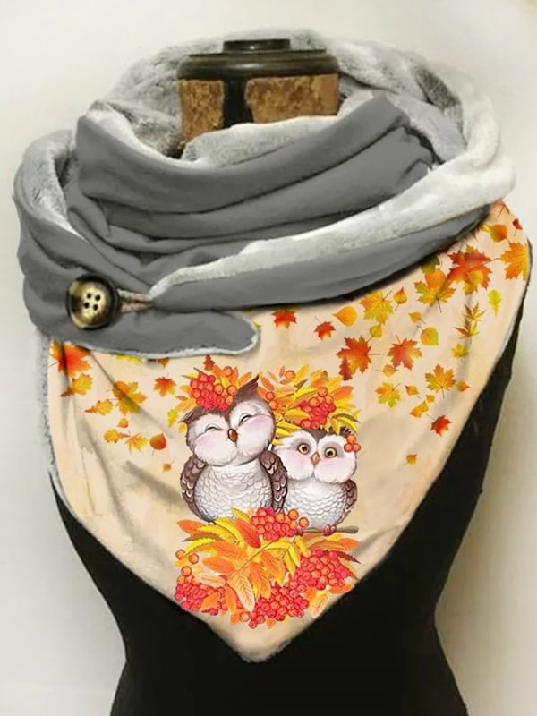 Autumn and winter maple leaves lovely owl scarves and shawls