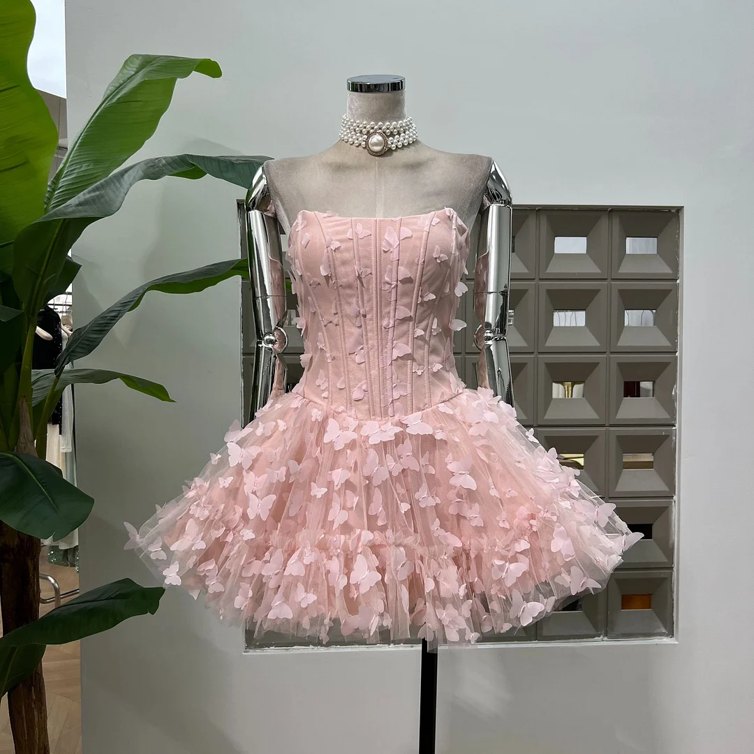 Brownm Romantic Sweet Name Of The Golden Party 穩蝩蝶蝶fish Bone Strapped Braped Dress With Shorts