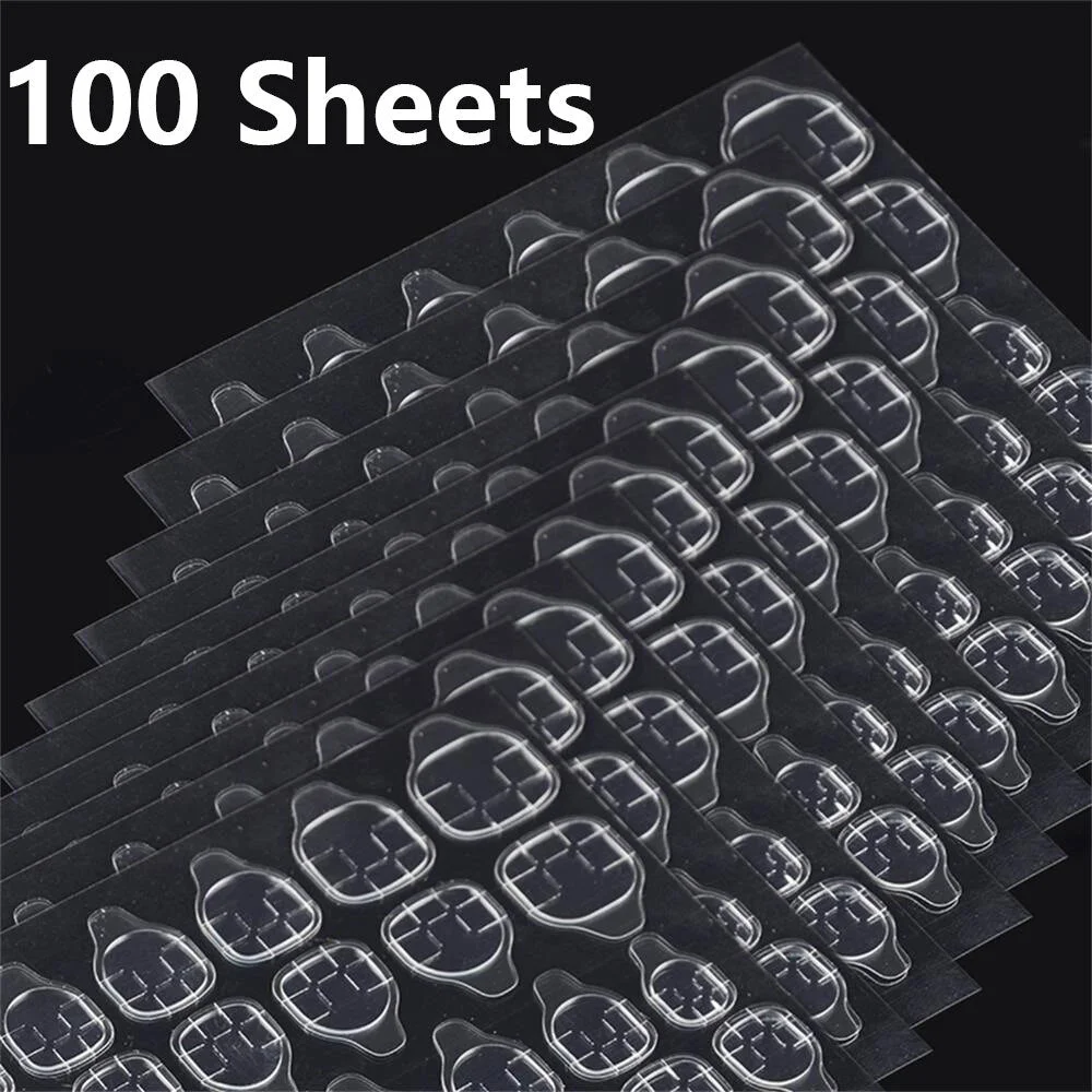 50/100/200Sheets Double Sided False Nail Art Adhesive Tape Glue Sticker DIY Tips Fake Nail Acrylic Manicure Gel Makeup Tool-Nail Inspo