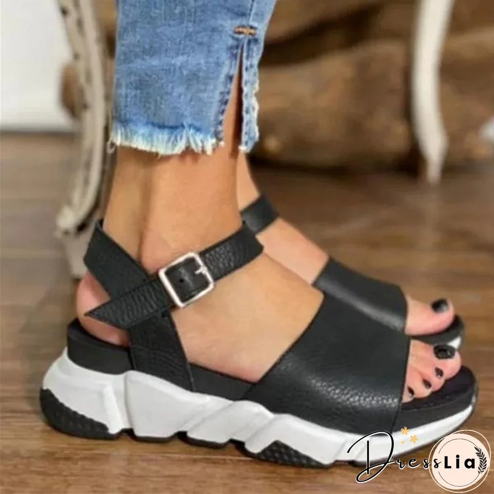 Women's Sandals Womens High Heels Sandal Thick Bottom Casual Shoes Ladies Leisure Summer Wedges Sandals Beach Shoes