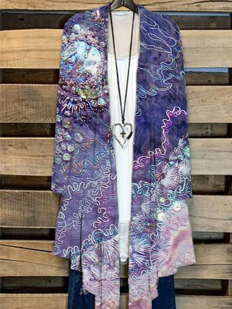 Beauty Fiber Art Long Sleeve Cardigan