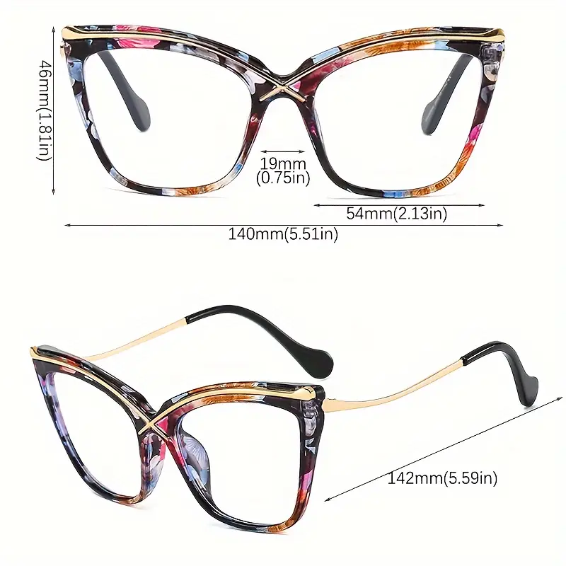 gafas de     con lentes transparentes para mujer -     de metal, accesorio de moda detalles 2