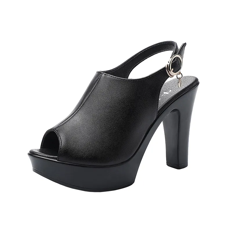 Breakj Breakj Korean Version Of Spring And Autumn Fish Mouth With Sandals Women's High Heel Waterproof Table Thick-Soled Cool High Heels Size Work Shoes