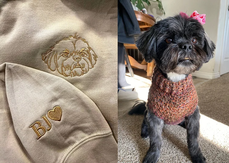 Personalized Pet Embroidered Sweatshirt Hoodie T-shirt