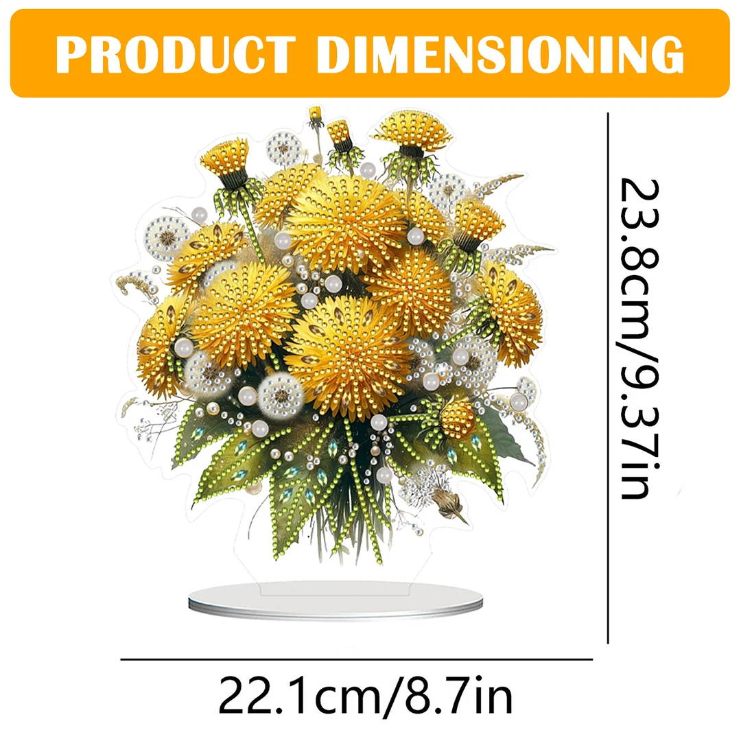 2D Flat Dandelion DIY Desktop Diamond Art Kits Bedroom Table Decoration