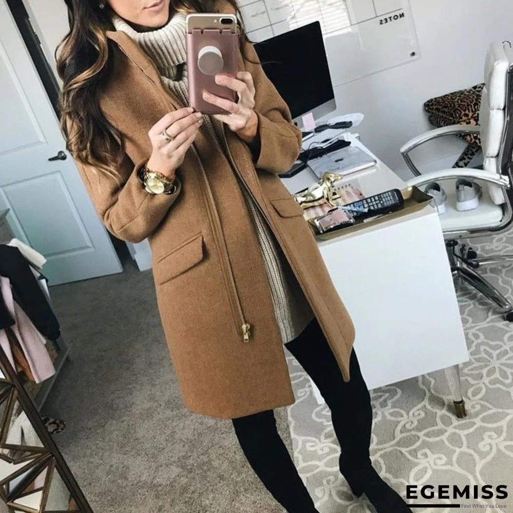 Autumn and Winter Fashion Woolen Zipper Coat Women | EGEMISS