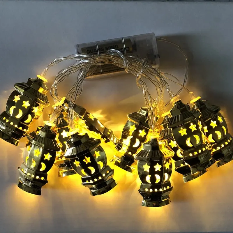 Ramadan Decoration Plastic Lantern Led String Lights Ramadan Kareem Decor Eid Mubarak Gift Al-Fitr Eid Festival Party Supplies