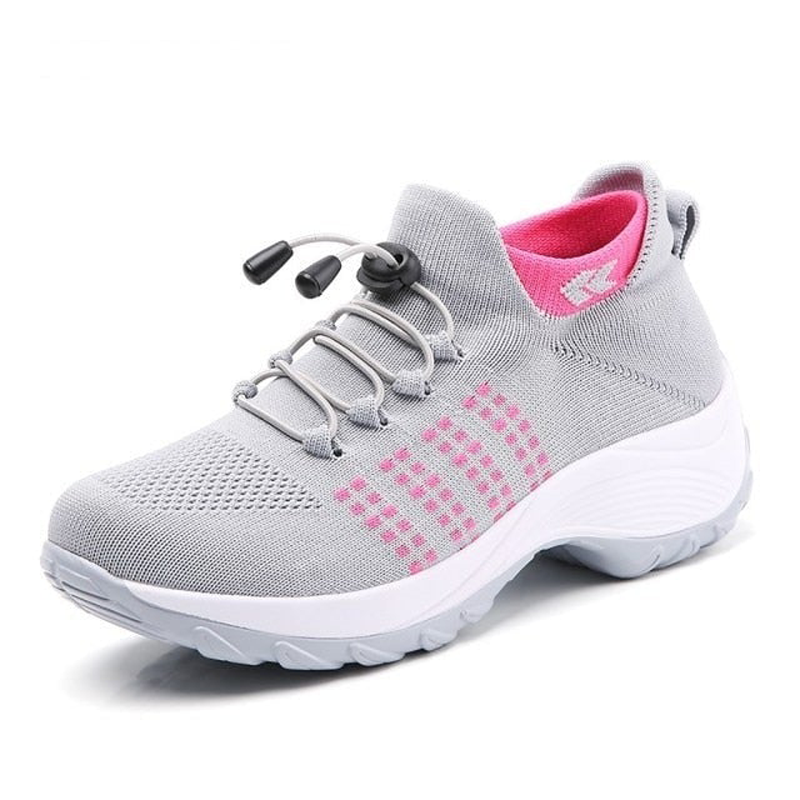 Women's Comfortable Non-Slip Slip On Shoes - Gray Pink