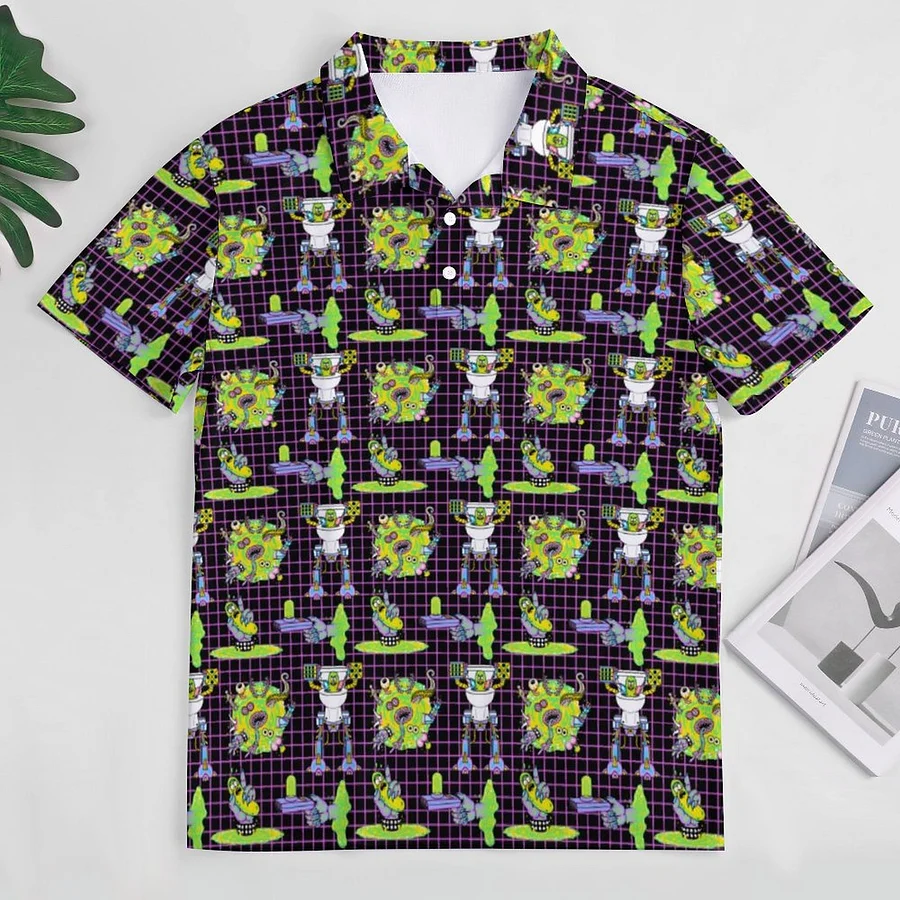 Rick And Morty Pickle Rick Portal Men's Casual Print Golf Polo Shirt