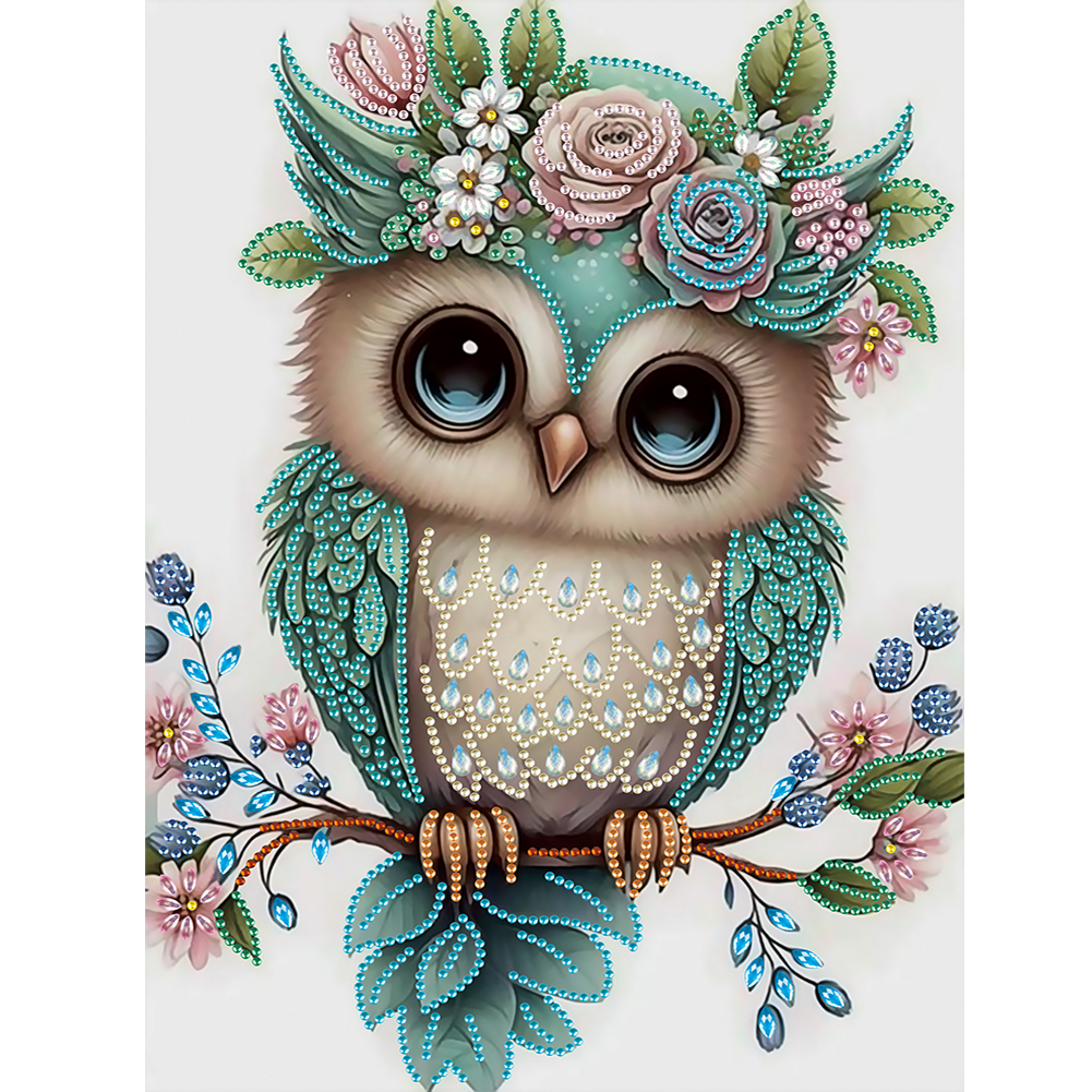 Owl 30*40CM(Canvas) Special Shaped Drill Diamond Painting gbfke