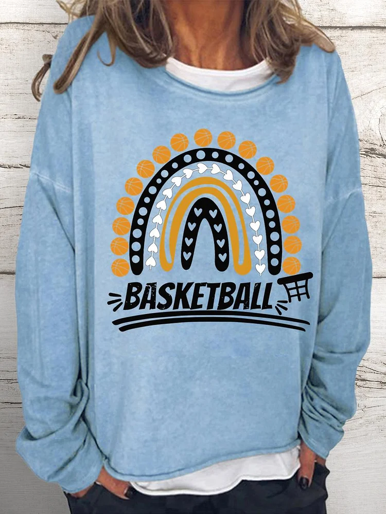 Rainbow Basketball Women Loose Sweatshirt-Annaletters