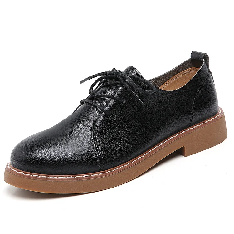  Women's Genuine Leather Lace Up Oxfords Flat Spring Shoes shopify Stunahome.com