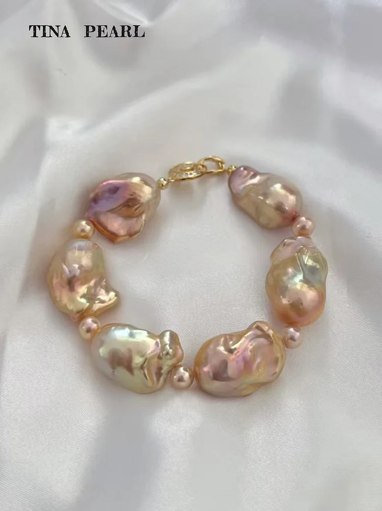2025 TINA Jewelry Freshwater pearl dazzling metallic Baroque bracelet