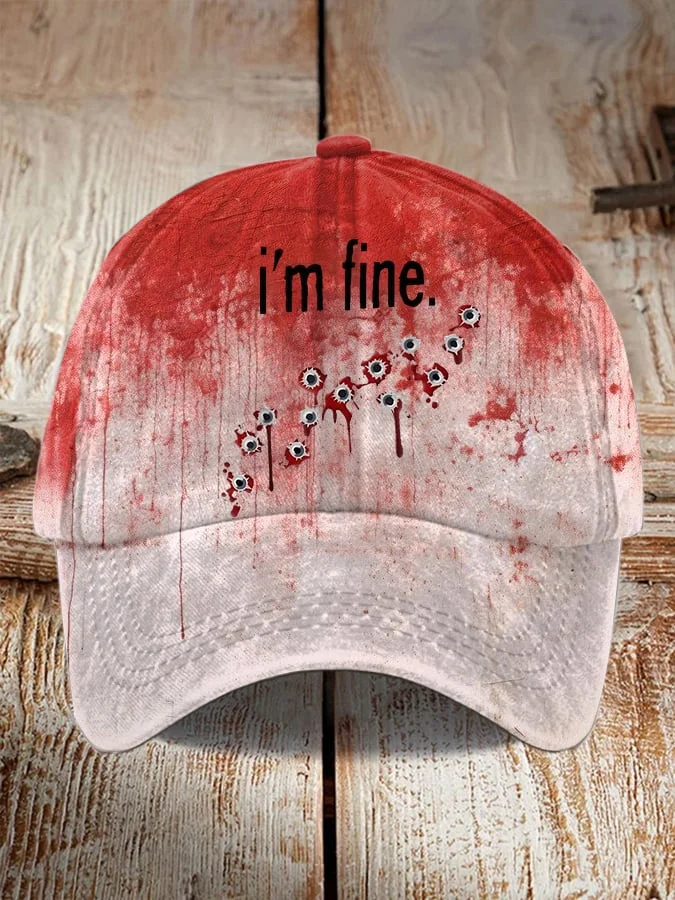 Unisex "I'm Fine Bloody Halloween" Printed Hat