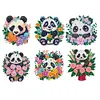 6Pcs Acrylic Flower Panda Diamond Art Refrigerator Magnets Sticker for Beginners