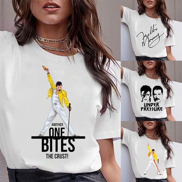 New Fashion Freddie Mercury Singer Rapper Print T Shirt Short Sleeve Tee Shirt - BlackFridayBuys