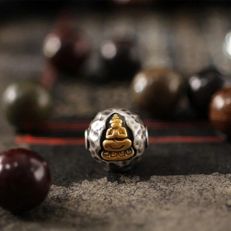 Green Sandalwood Small Leaf Red Sandalwood Buddha 999 Sterling Silver Bracelet