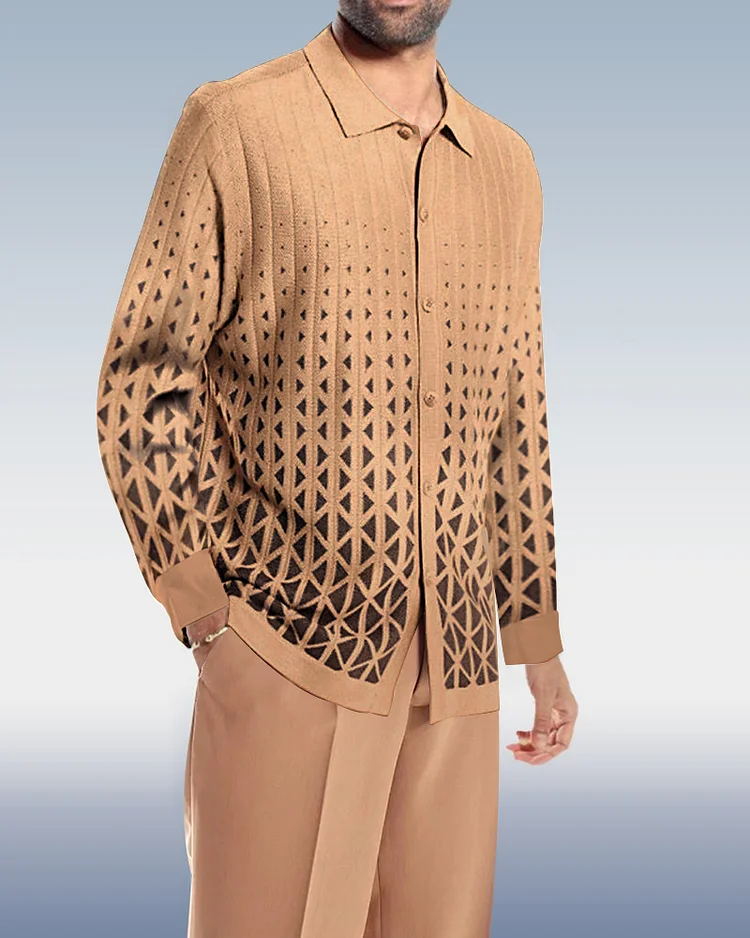 Suitmens Cafe Criss-Cross Pattern Walking Suit Long Sleeve Set