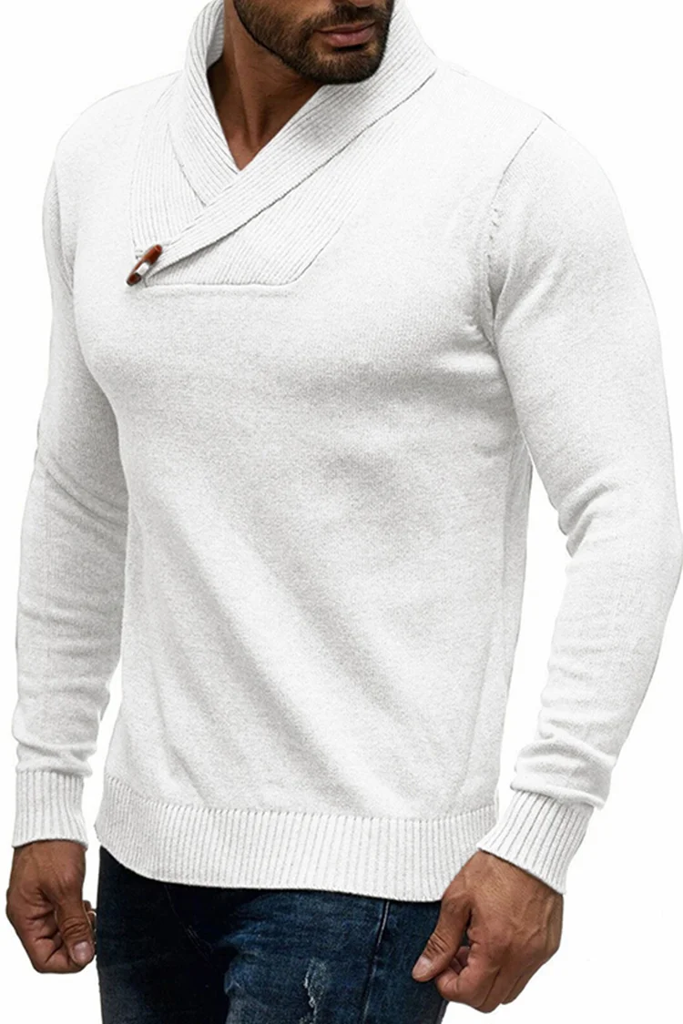Tiboyz V-Neck Casual Pullover Long Sleeve Sweater