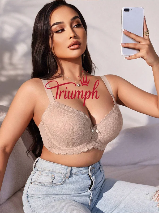 Triumph - (3 ks) D&aacute;mska obyčajn&aacute; čipkovan&aacute; podprsenka veľkej veľkosti