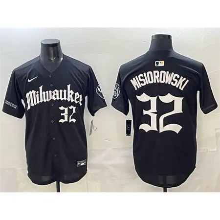 Men's Milwaukee Brewers #32 Jacob Misiorowski Black "Gothic 414 Shadows Edition" Vapor Premier Limited Stitched Jersey