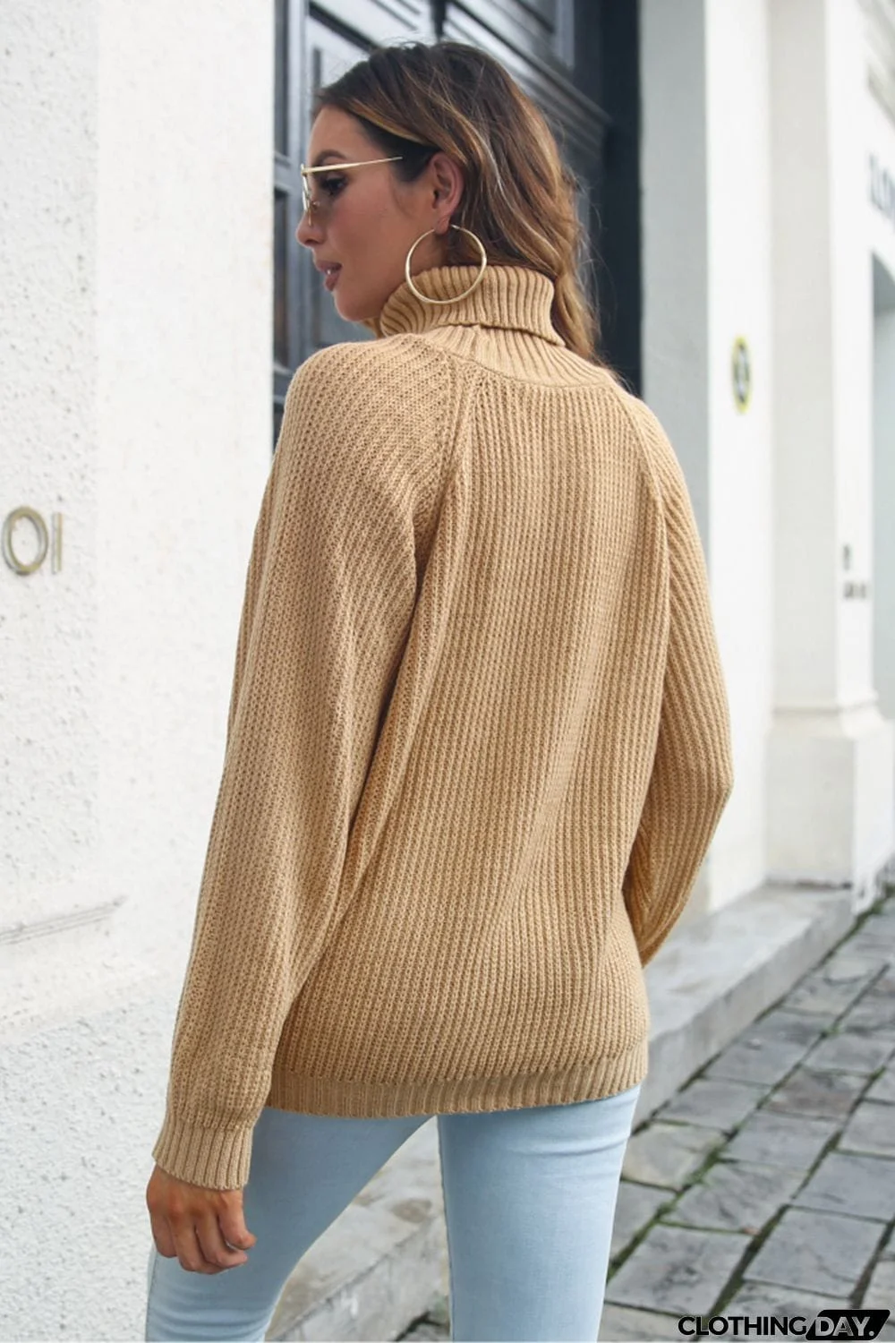 Turtleneck Rib-Knit Sweater