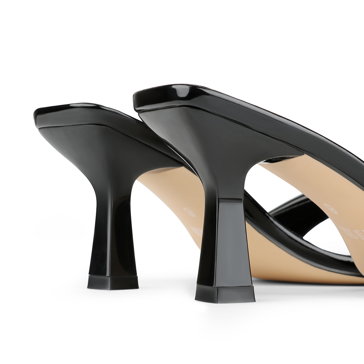 70mm Women's Special Heel Mule Sandals Apricot Bottom Shoes  -vocosishoes