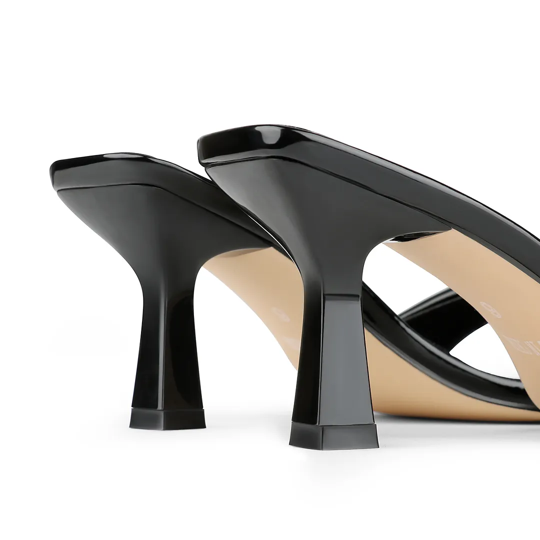 70mm Women's Special Heel Mule Sandals Apricot Bottom Shoes  -vocosishoes