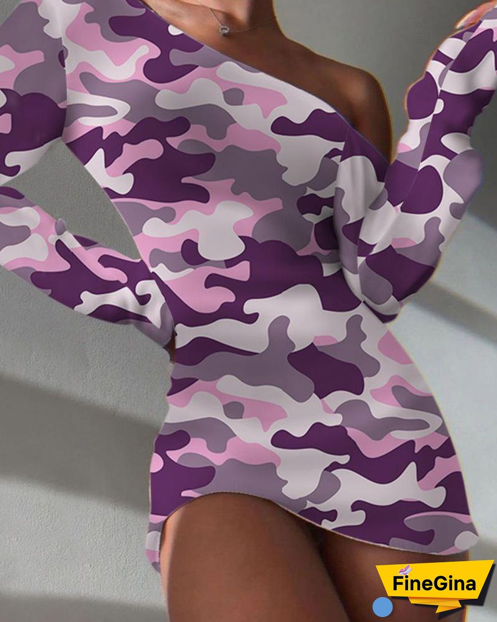 One Shoulder Open Back Long Sleeve Mini Dress