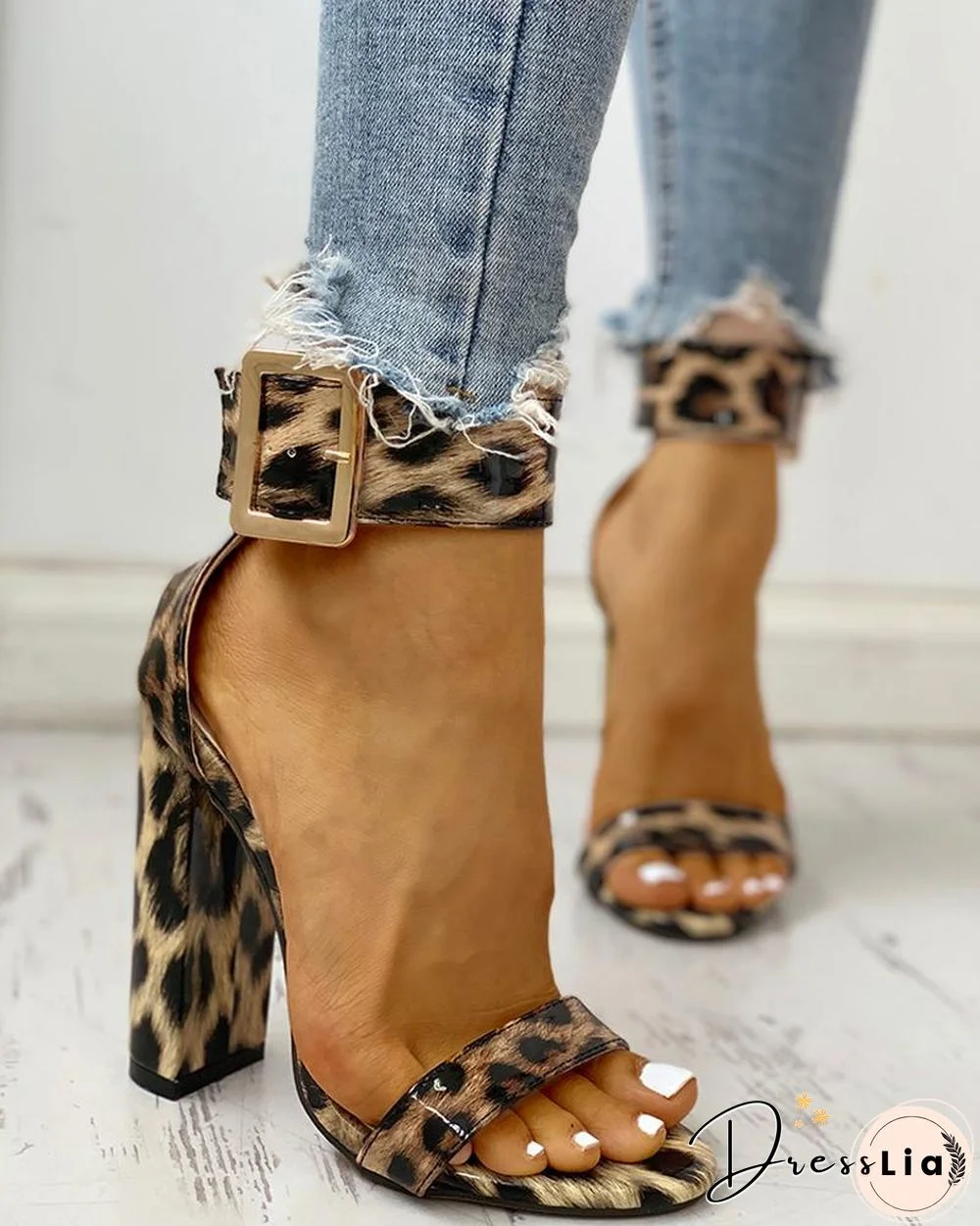 Snakeskin / Cheetah / Floral Print Ankle Buckled Chunky Heels