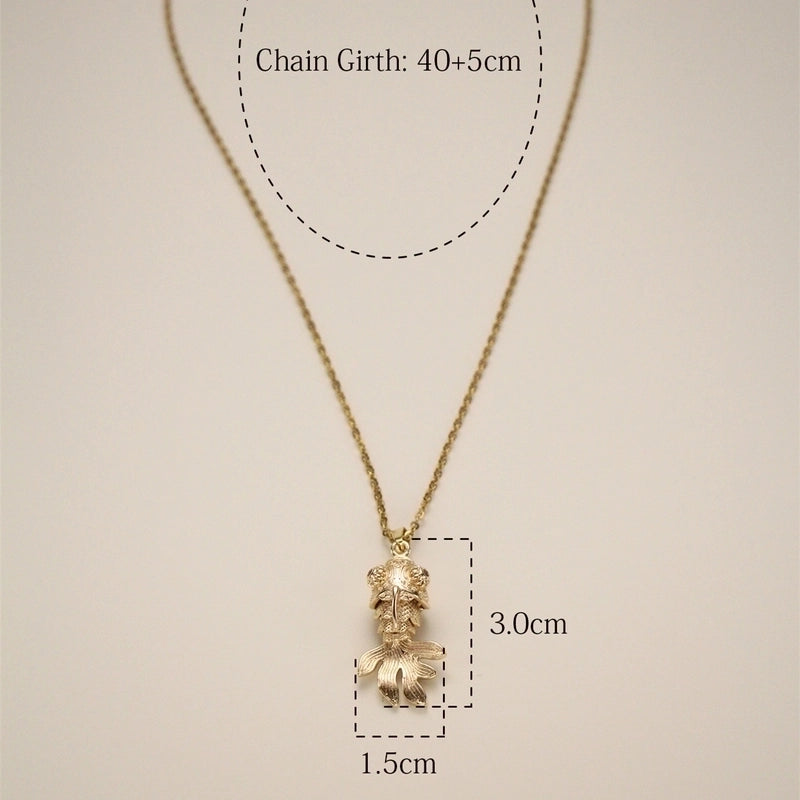 Copper Inlay Fish Zircon Pendant Necklace