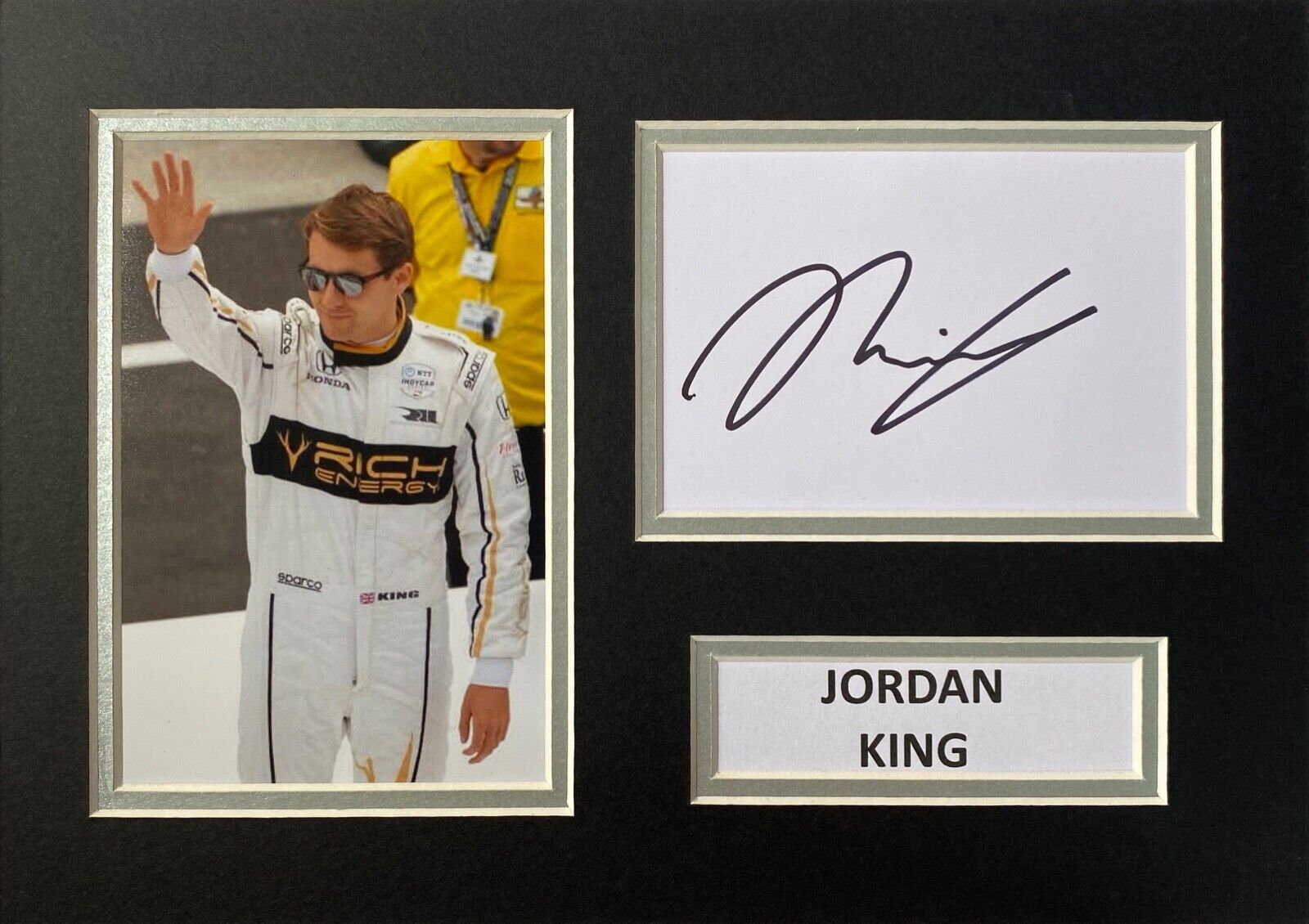 JORDAN KING SIGNED A4 Photo Poster painting MOUNT DISPLAY INDY 500 AUTOGRAPH 1