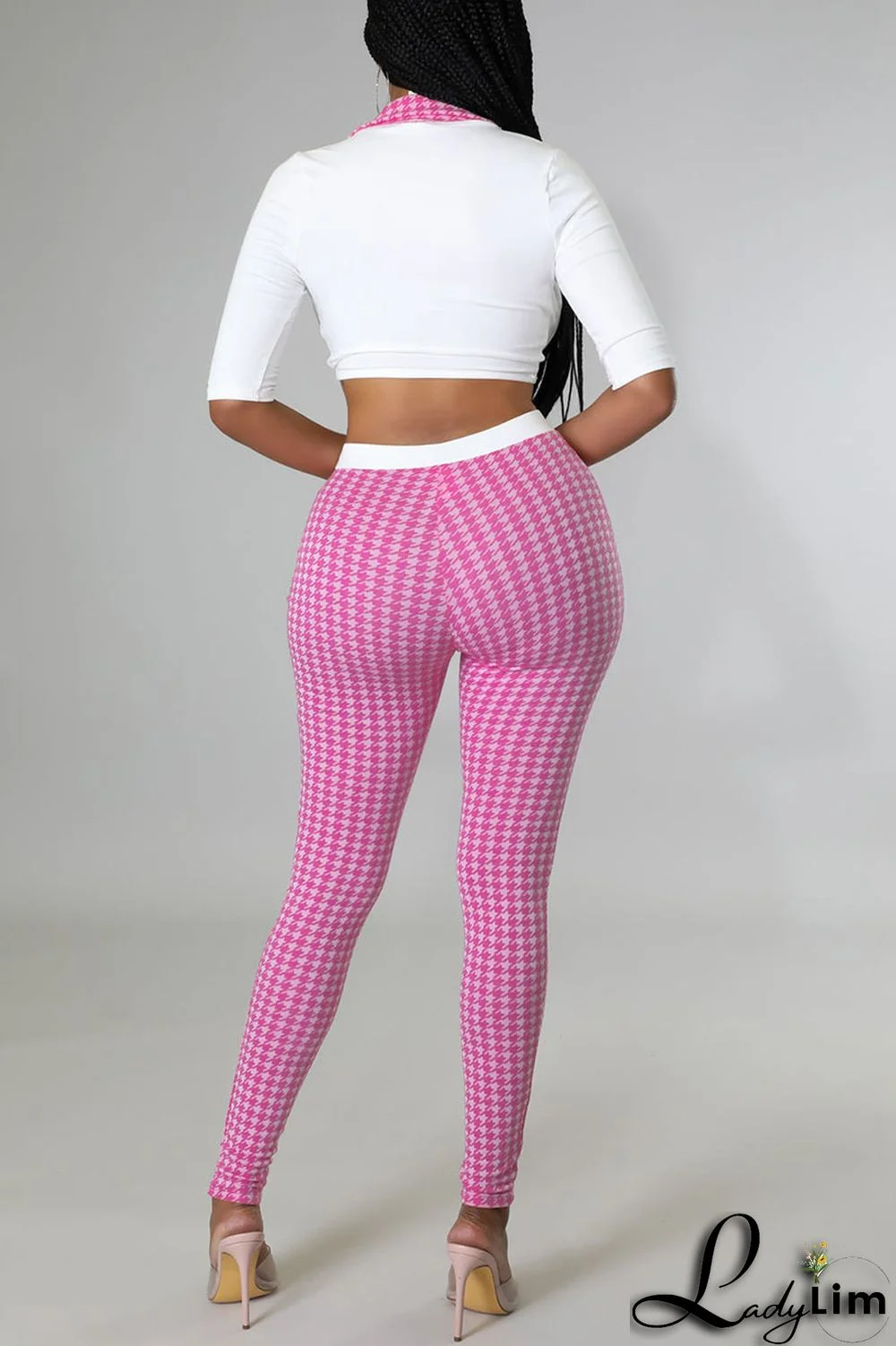 Black Sexy Print Bandage Split Joint V Neck Half Sleeve Two Pieces