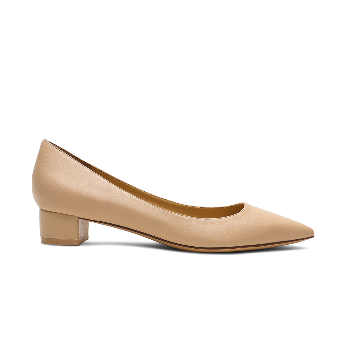 30mm Pointed Toe Kitten Chunky Heels Daily Matte Pumps Low Heels for Women-MERUMOTE