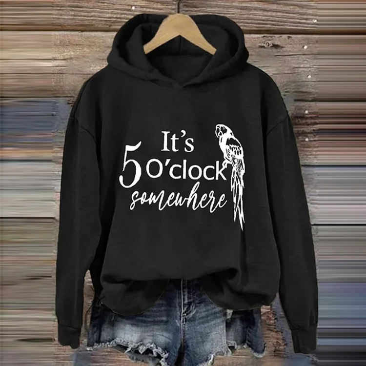 Retro Parrot It's 5 O'clock Somewhere Print Sweatshirt