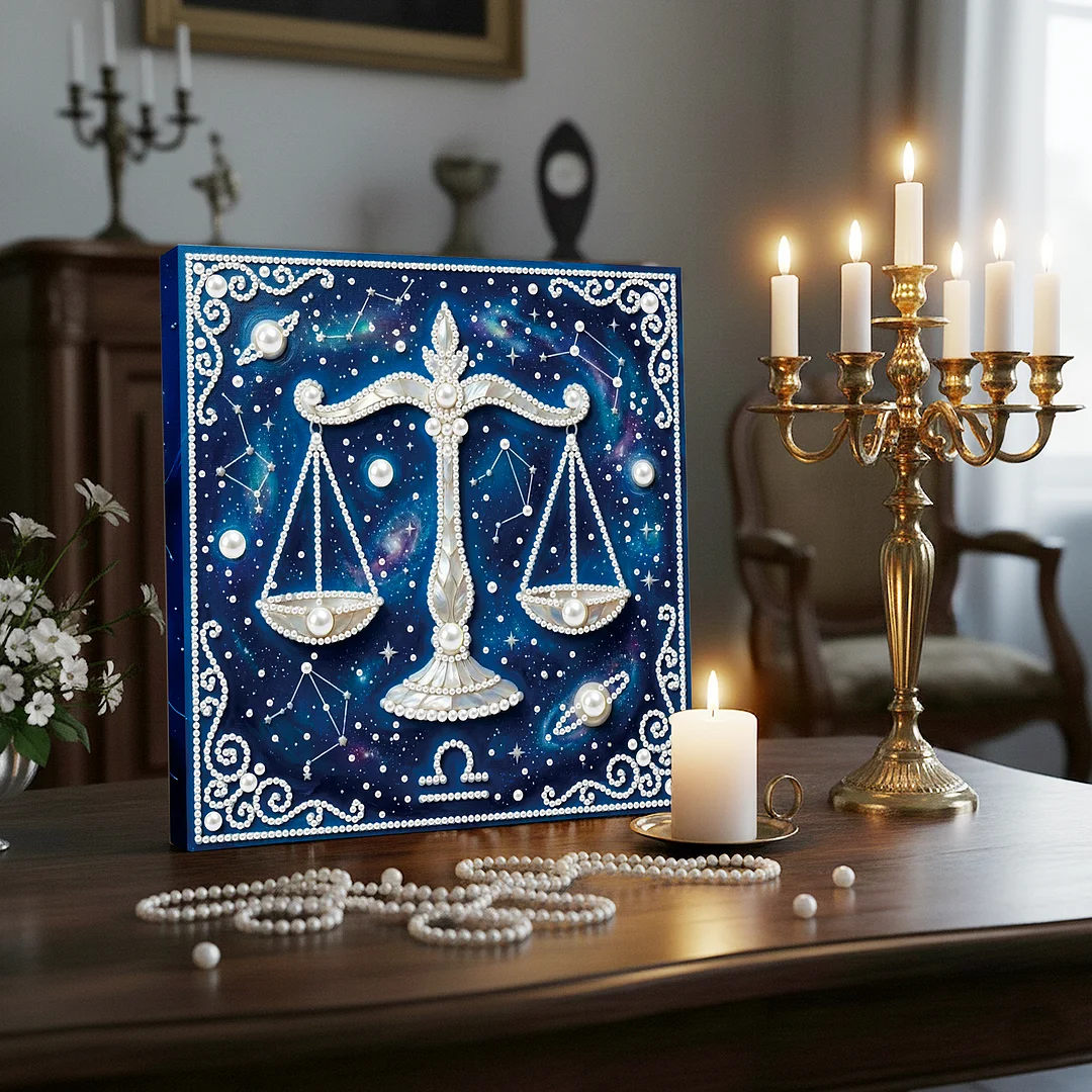 Libra - DIY Pearl Diamond Art Kit With Frame 25*25cm