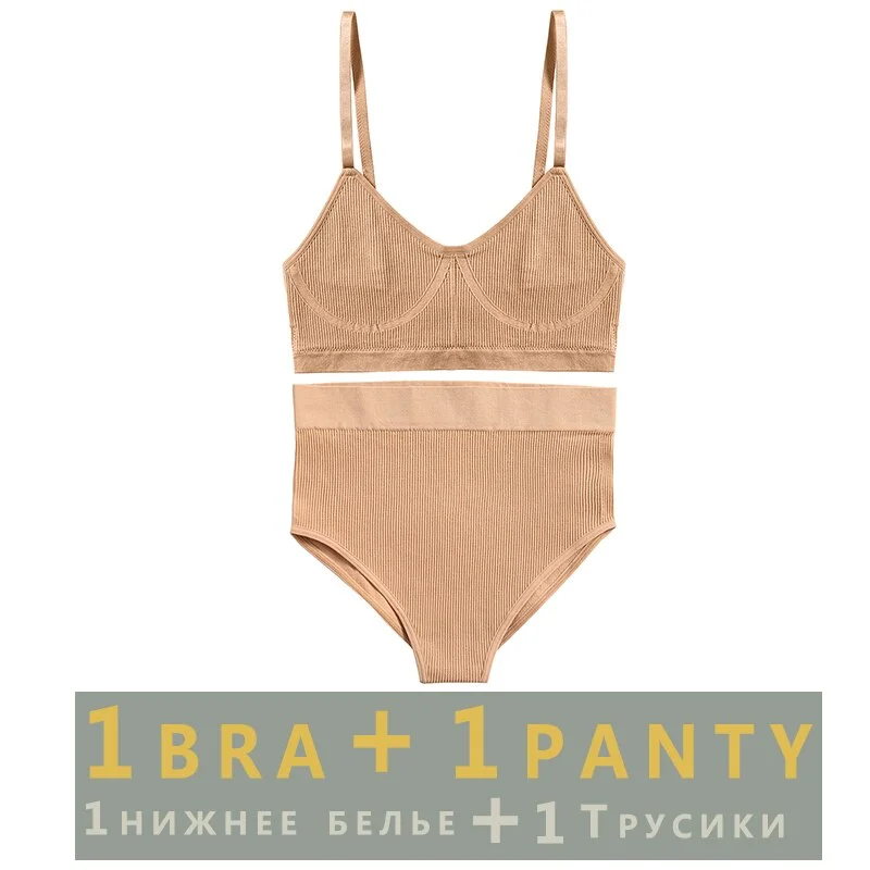 Women Fashion Seamless Bra Set Push Up Bra Fitness Crop Top And  Pantys Girls Sexy Wireless Brassiere Suit For Ladies Lingerie