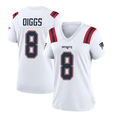 Women's New England Patriots #8 Stefon Diggs  White Game Jersey