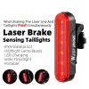 WEST BIKING Smart brake sensor taillight Mountain road bike night riding laser light Cycling safety warning light