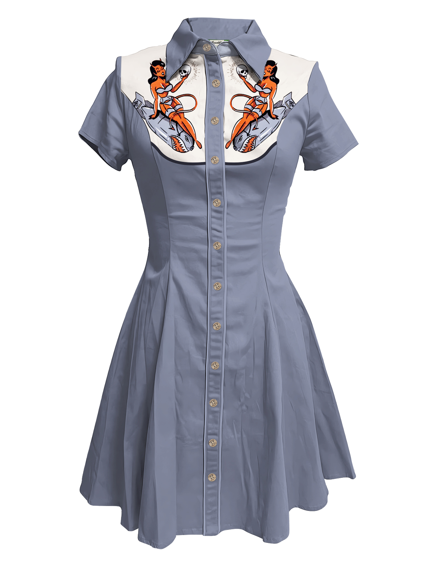 The Demon Riding A Shark Missile - 100% Cotton Dress