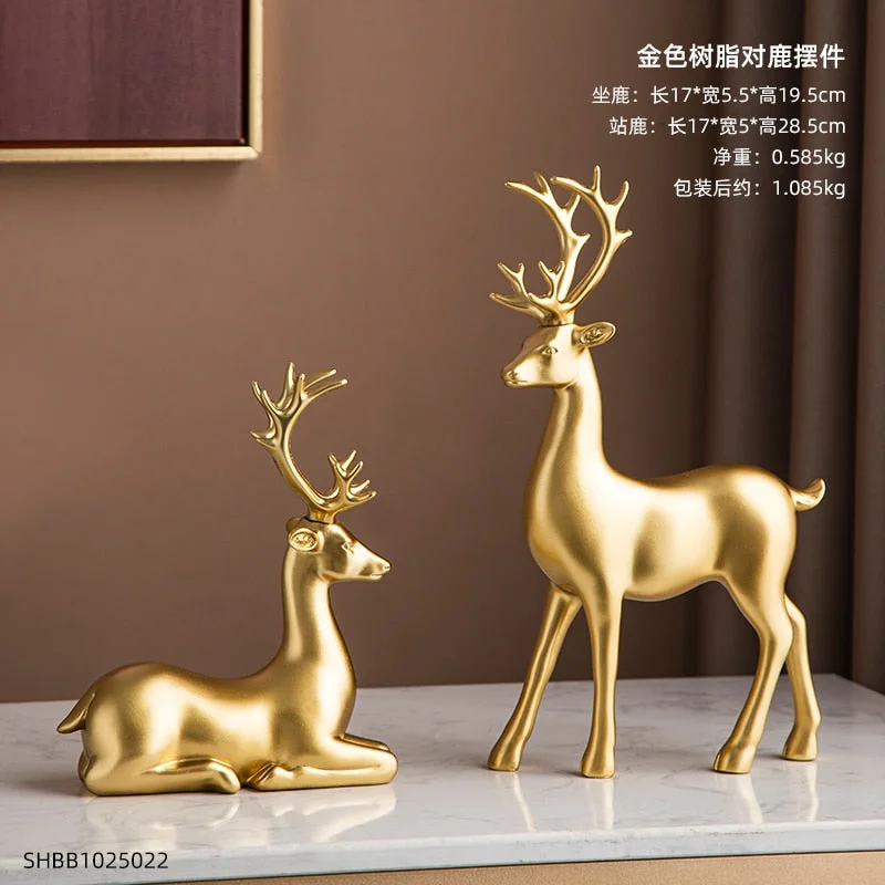 Home Decoration Accessories Elk Ornaments Crystal Animal Figurines Modern Living Room Decoration Luxury Home Decor Wedding Gift
