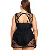 Plus Size See Through Swimwear for women Polka Dot One Piece Swimsuit Retro Sexy Transparent Black Push Up Large Bathing Suit