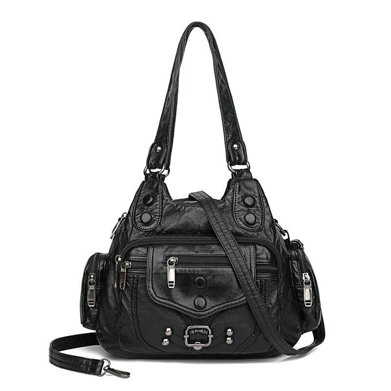 Soft PU leather stitching shoulder bag European style retro bag famous designer elegant handbag Luxurious Washde women bag