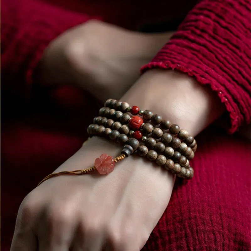 Agarwood 7mm 108 Buddha Beads Mala Bracelet Necklace