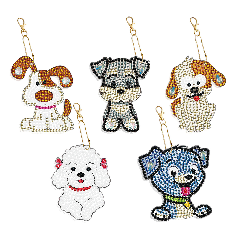 

5pcs Dog Double Sided - 5D DIY Craft Keychain, 501 Original