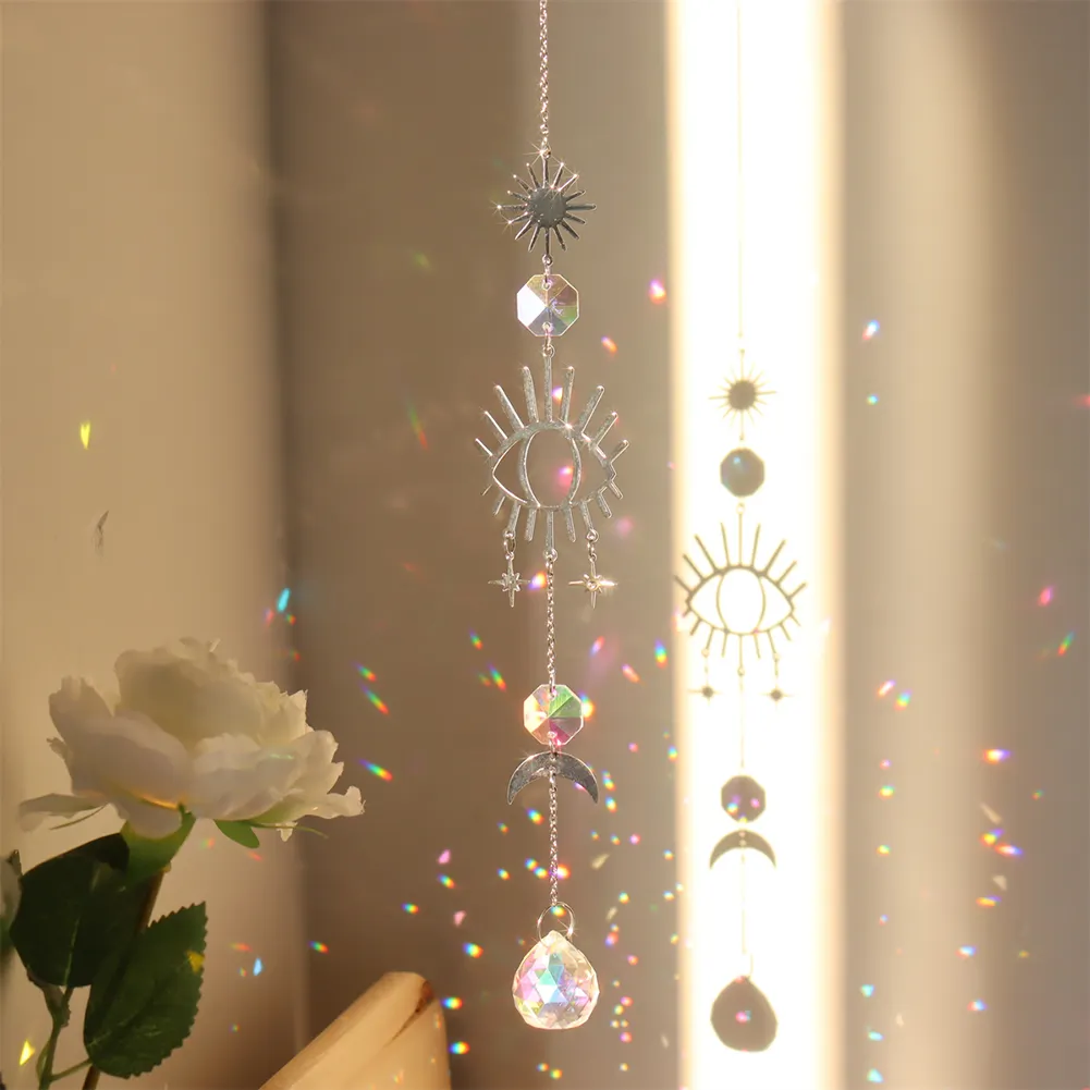 Wind Chime Crystal Light Catcher Ornaments Prisms Home Decor (Devil Eye 4)
