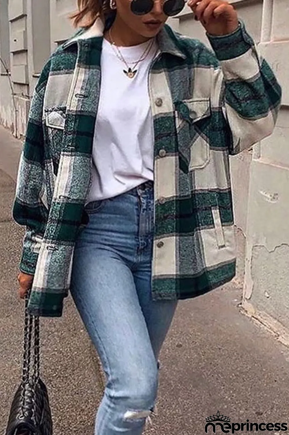Long Sleeve Casual Plaid Lapel Coat
